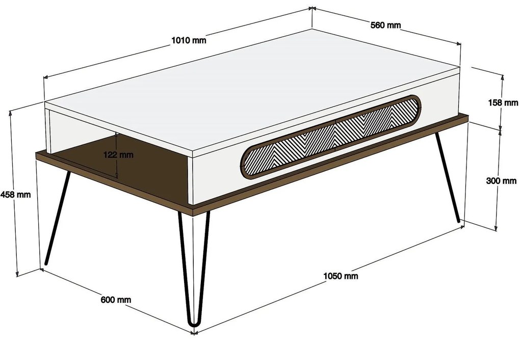 Mesa de Centro Ekol – Carvalho – 105x45,8x56 cm