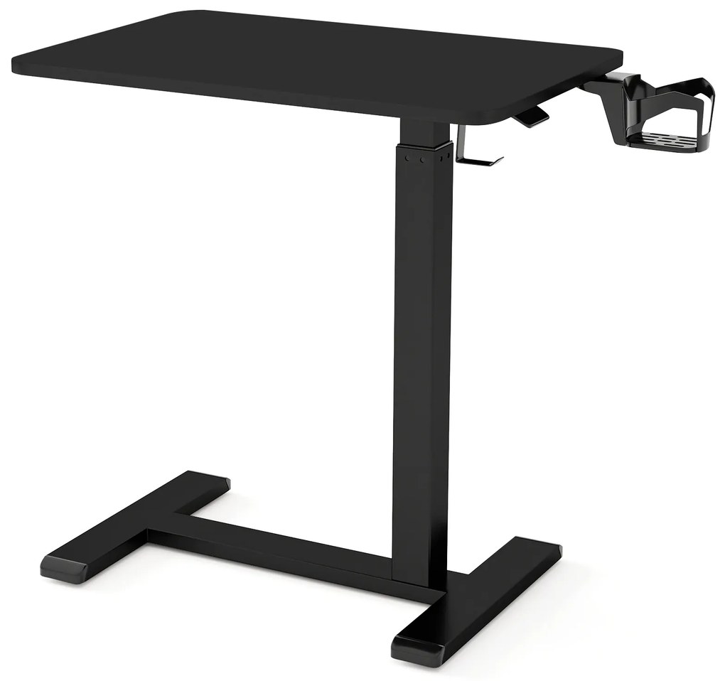 Mesa móvel com porta-copos e gancho para fone de ouvido - branca