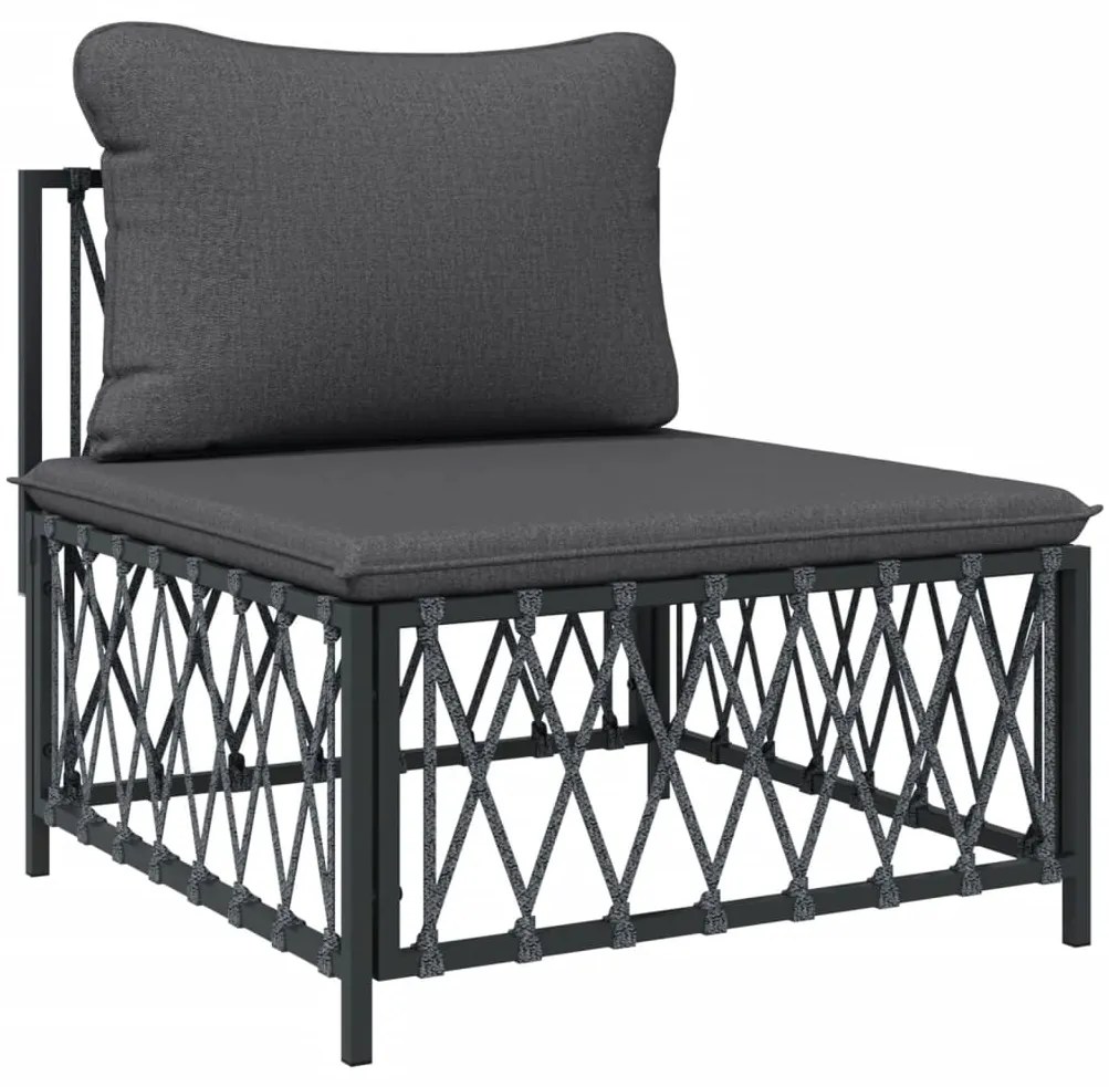 9 pcs conjunto lounge de jardim com almofadões aço antracite