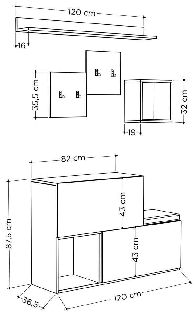 Hall Stand Holdon – Branco – 120x76 cm