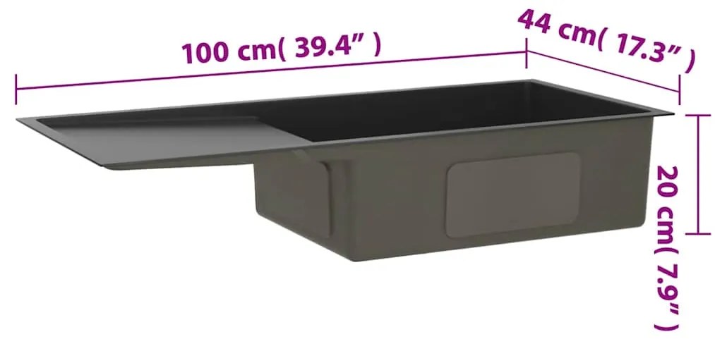 Lava-louça de cozinha artesanal aço inoxidável preto