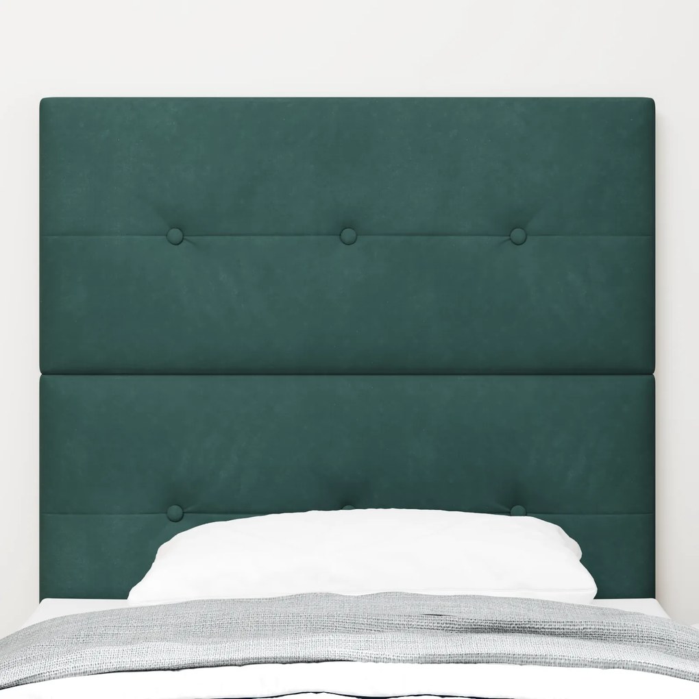 Cabeceira vidaXL Botão Estofada Verde Escuro 80 cm Veludo