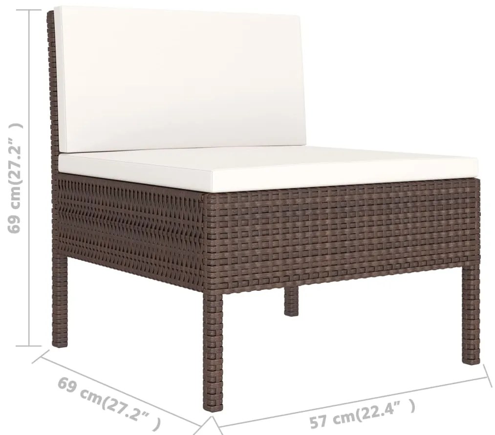10 pcs conjunto lounge jardim c/ almofadões vime PE castanho