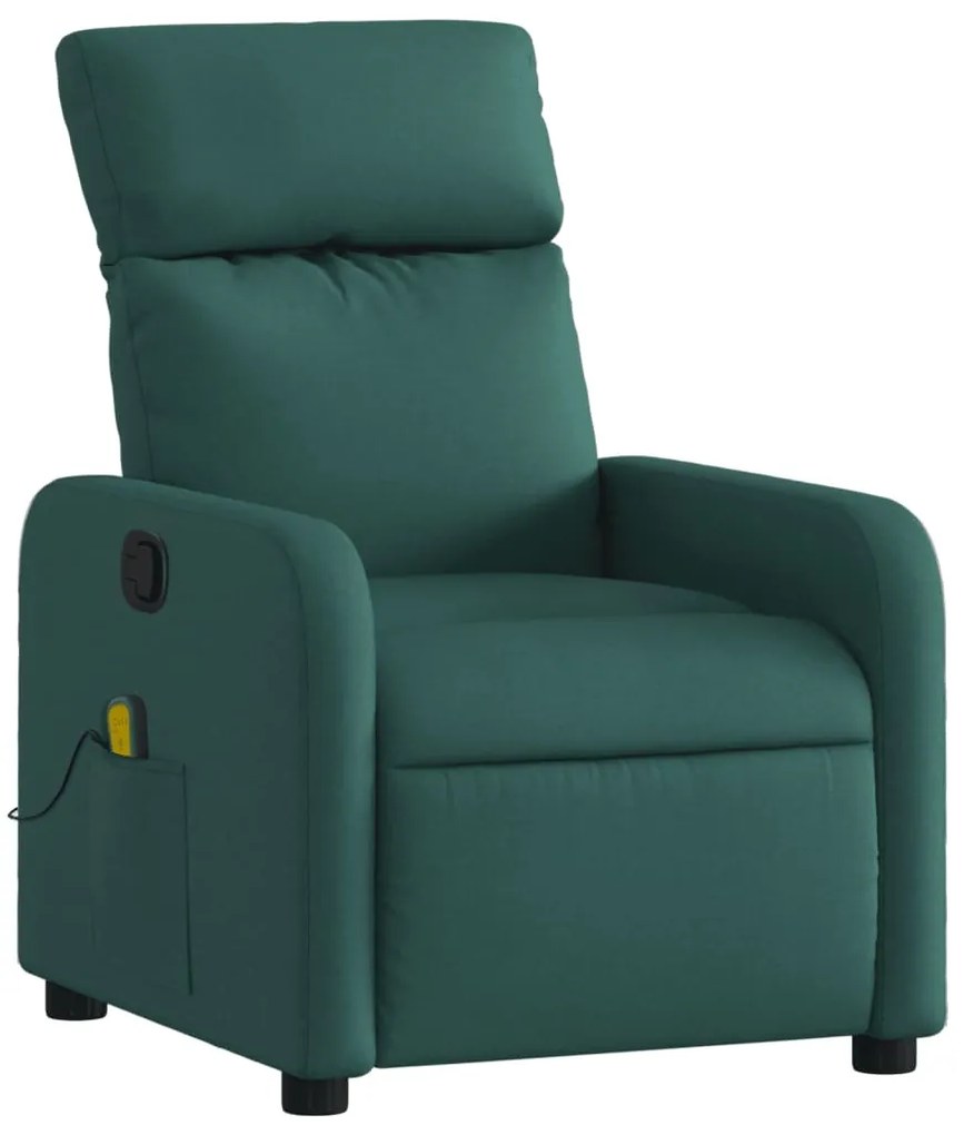 Poltrona de massagens reclinável tecido verde-escuro
