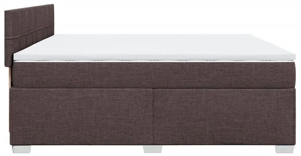 Cama com molas/colchão 200x200 cm tecido castanho-escuro