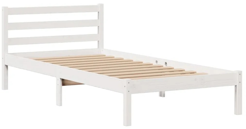 Cama com estante sem colchão 90x200 cm pinho maciço branco
