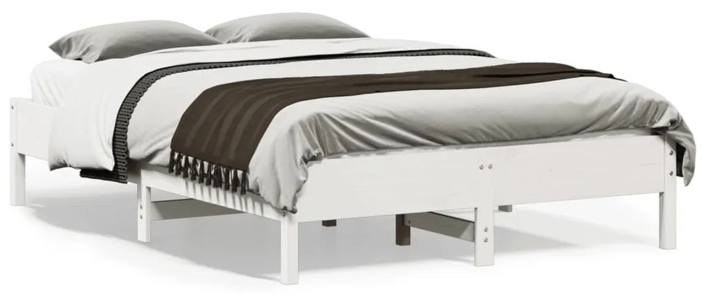 Cama sem colchão 140x190 cm madeira de pinho maciça branco