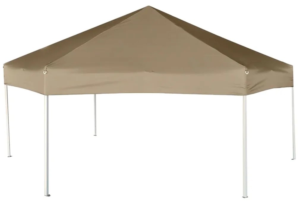 Tenda pop-up hexágono c/paredes 3,6x3,1m 220g/m² cinza-castanho