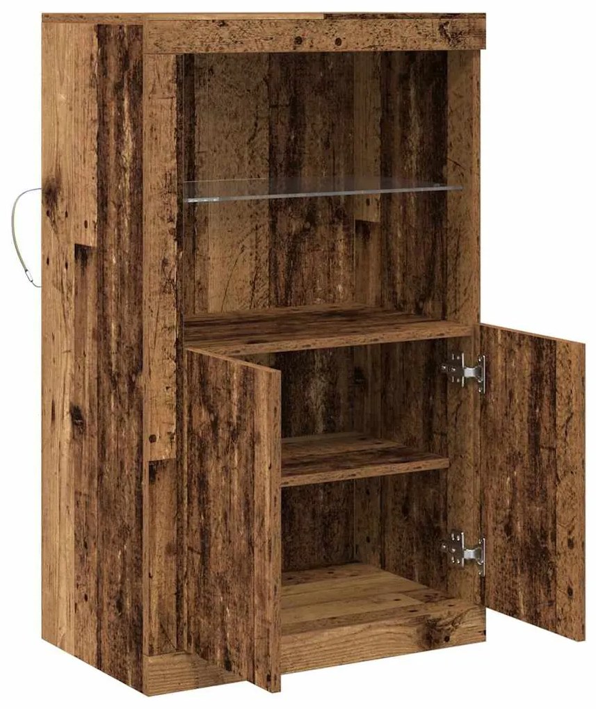 Sideboard vidaXL com Luzes LED Madeira Velha 60,5x37x100 cm