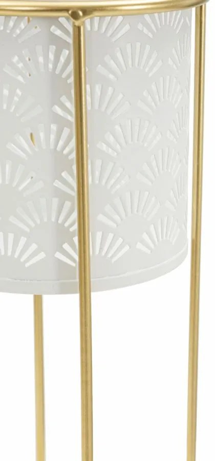 CONJUNTO DE 2 VASOS BRANCO E DOURADO Ø 17X46-14X34 CM (PLANTAS NÃO INCLUIDAS)