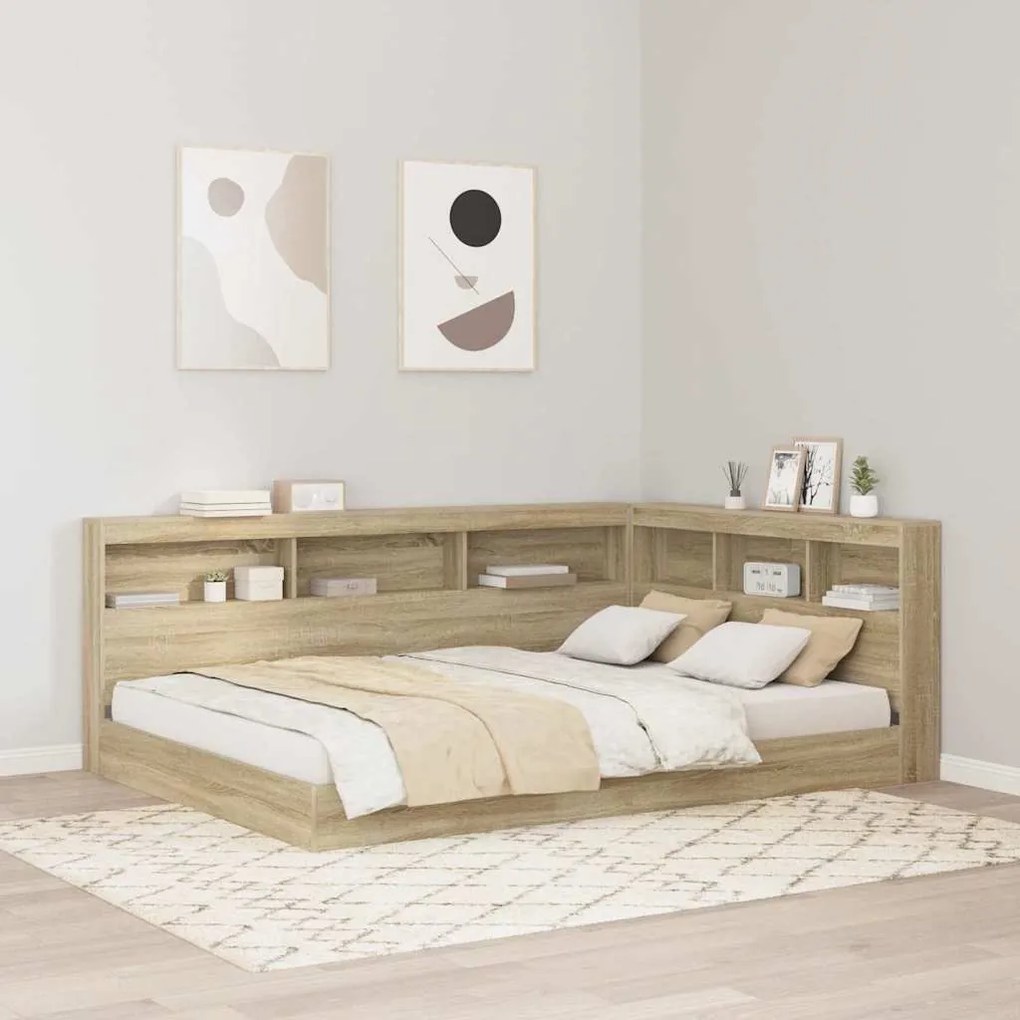 vidaXL Cama Estante Carvalho Sonoma 140x200 cm em Madeira