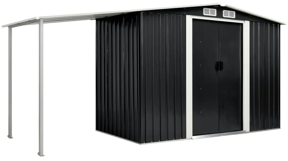 vidaXL Abrigo jardim c/ portas de correr 386x131x178 cm aço antracite