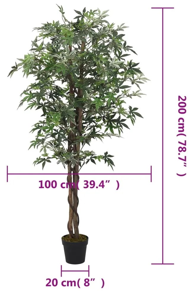 Ácer artificial 756 folhas 200 cm verde