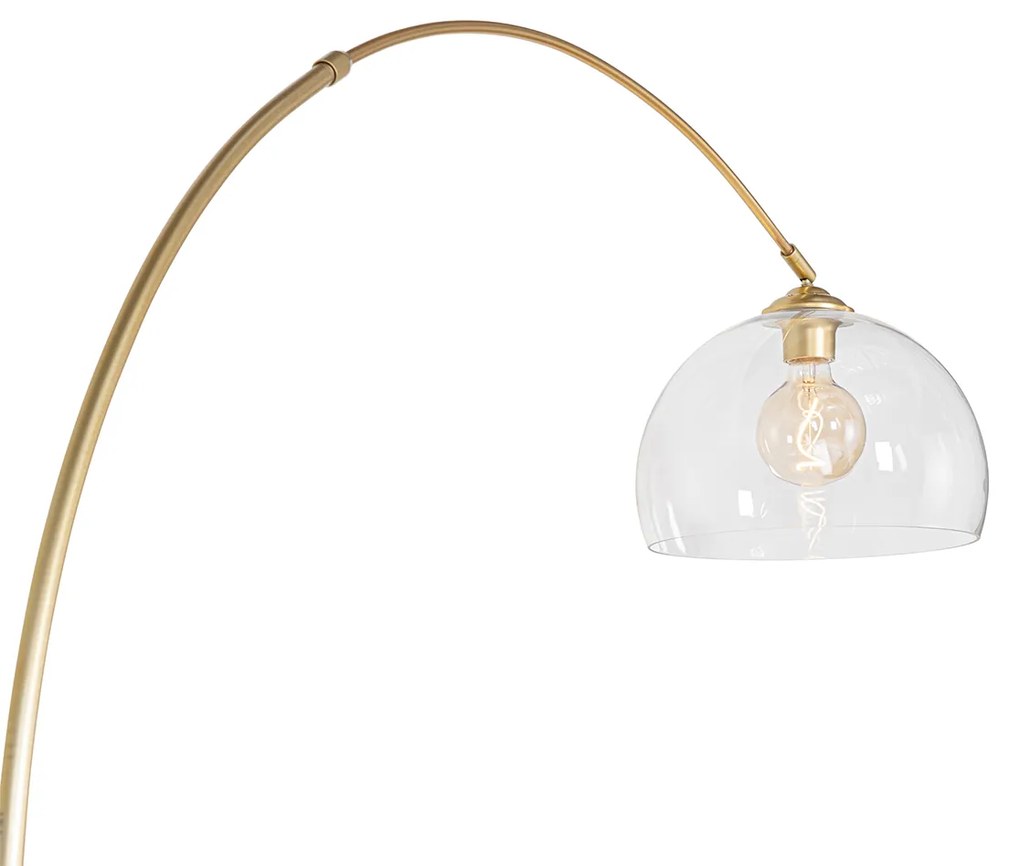 Candeeiro de Arco Moderno Latão com Vidro Transparente - Arc Moderno
