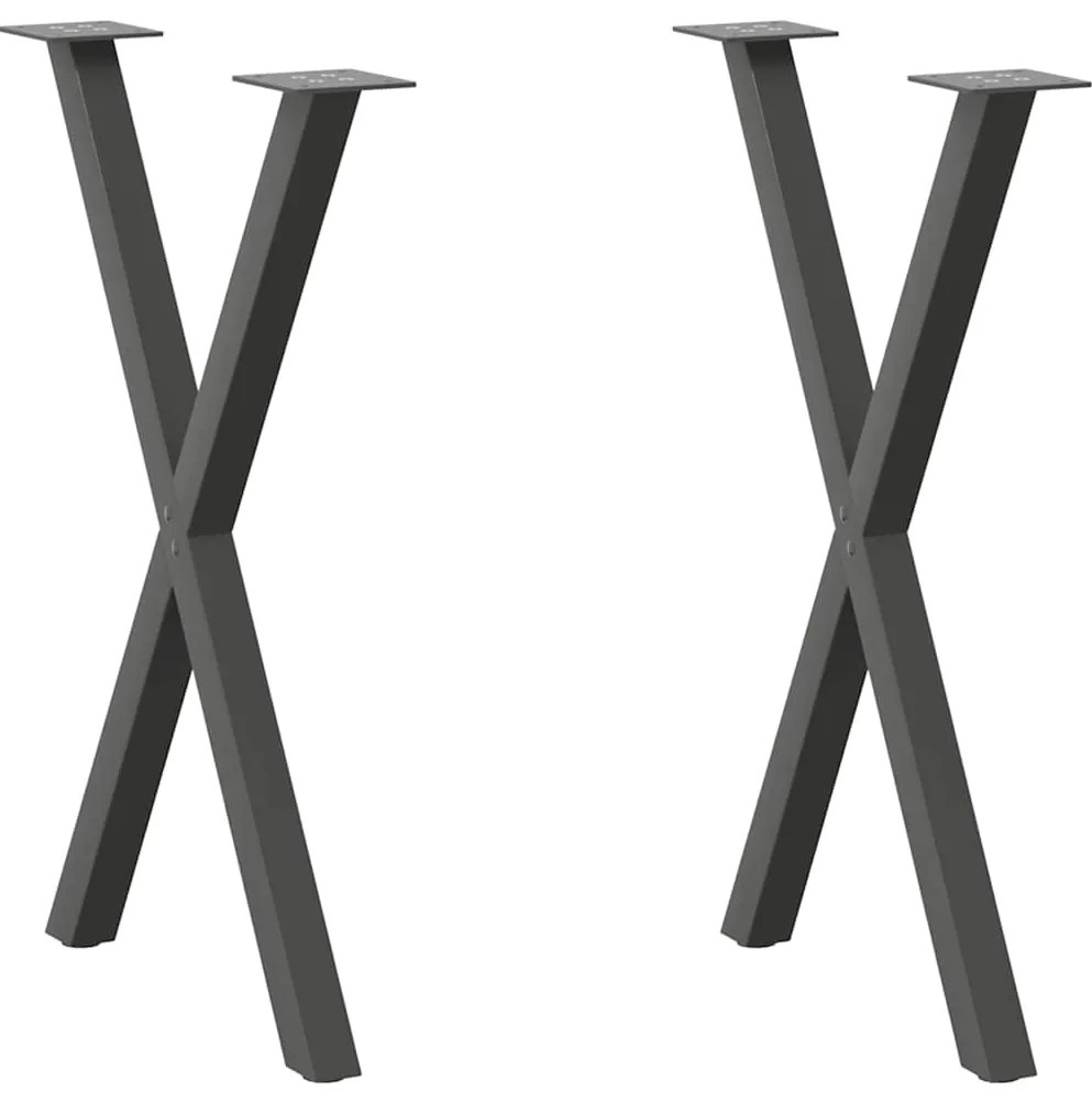 vidaXL Pés para mesa de jantar em formato de X, 2 peças, antracite, 50x(72-73) cm, aço