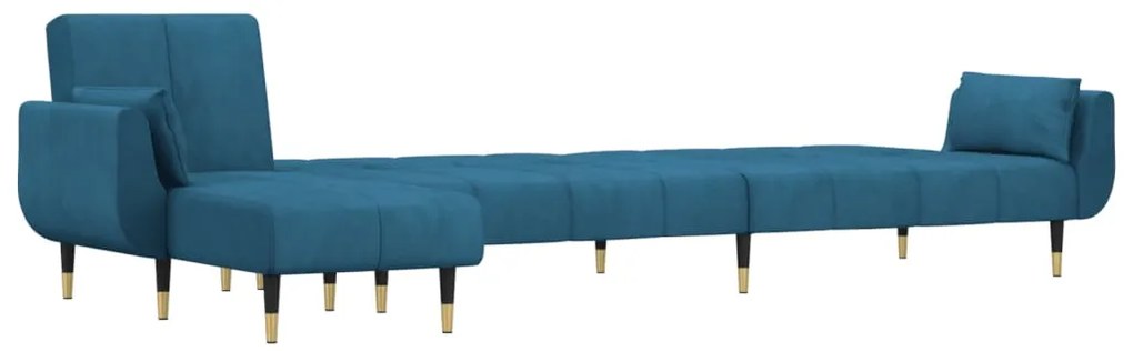 Sofá-cama em forma de L 275x140x70 cm veludo azul