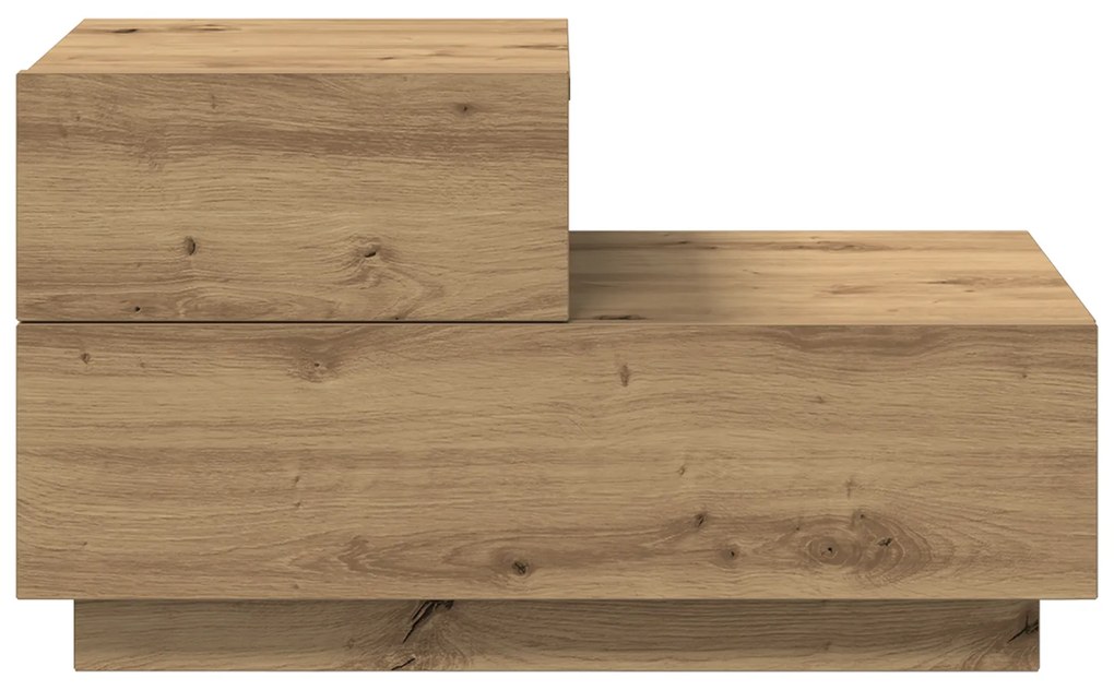 Mesa de Cabeceira vidaXL com Luzes LED Carvalho Artesanal 100x36x49 cm
