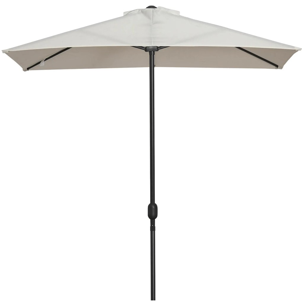 Outsunny Meia chapéu de sol 230x130x245 cm chapéu de sol para Parede Jardim com Manivela e Vara Metálica Ø38 mm Terraço Varanda Creme