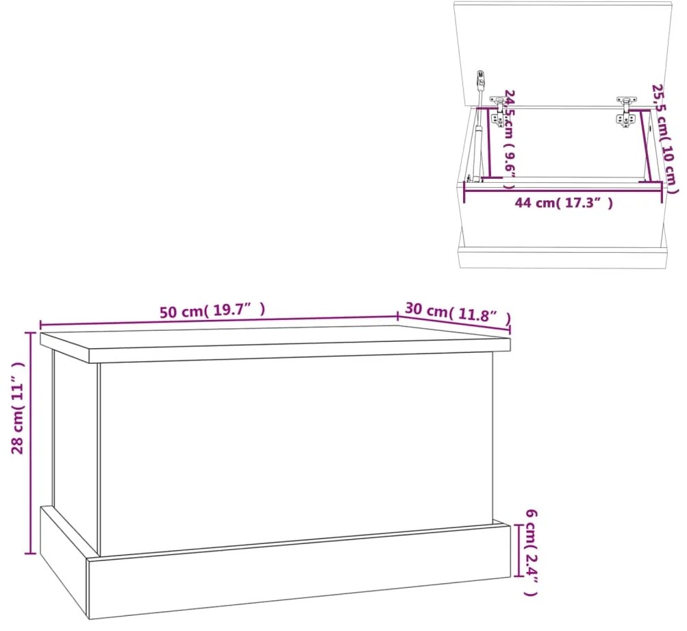 Caixa de arrumação 50x30x28 cm derivados madeira cinza cimento