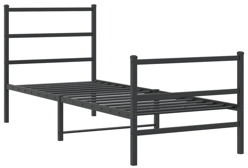 Estrutura de cama com cabeceira e pés 80x200 cm metal preto