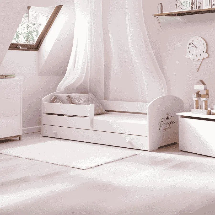 Cama infantil branca com gaveta Luk 160x80 - colchão e estrado incluído