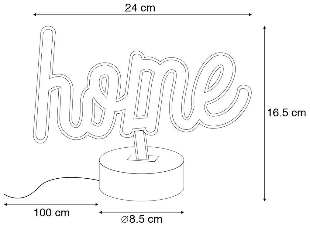 Candeeiro de mesa néon amarelo Home Incl. LED - Home Design