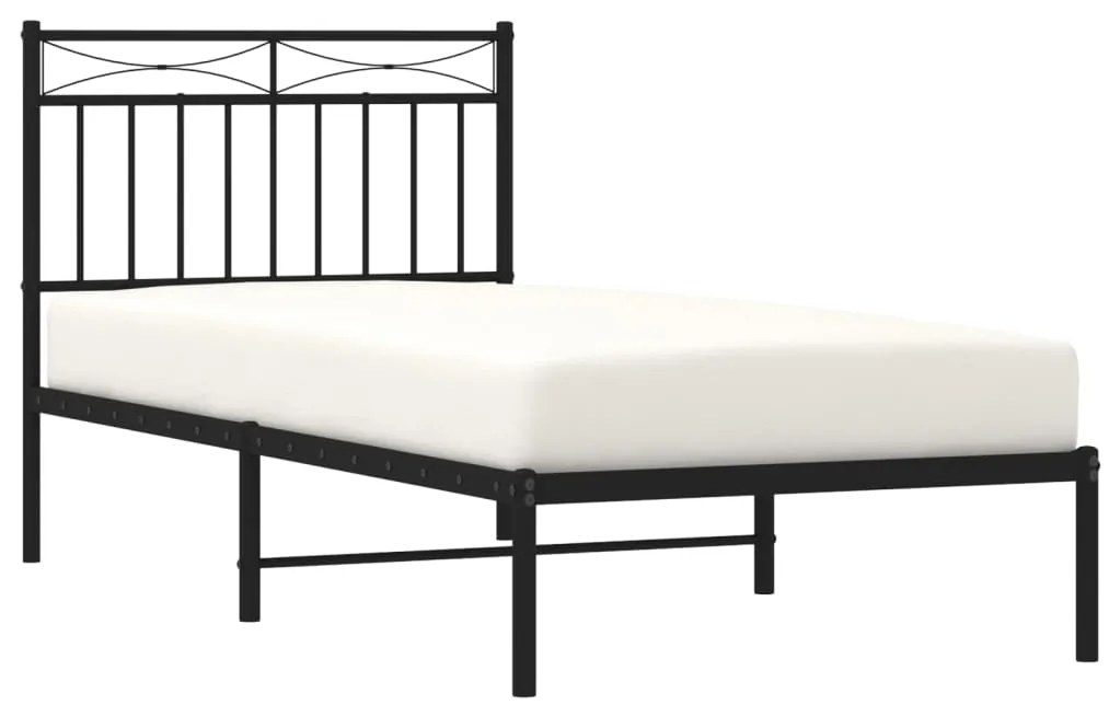 Estrutura de cama com cabeceira 90x200 cm metal preto