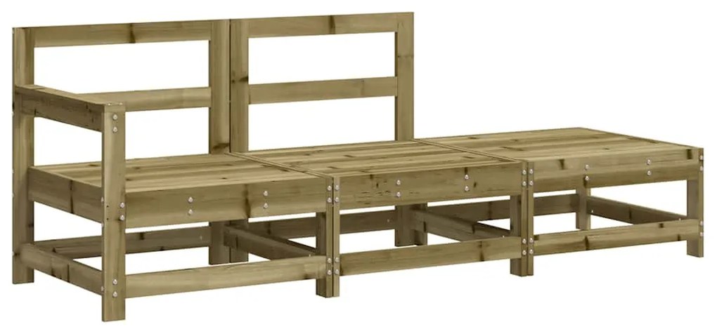 3 pcs conjunto lounge de jardim c/ almofadões pinho impregnado