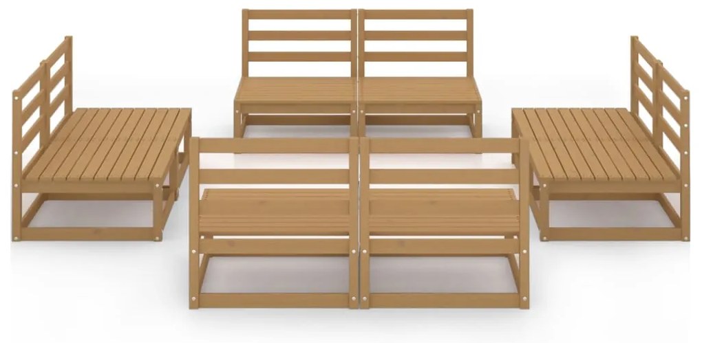 8 pcs conjunto lounge de jardim pinho maciço castanho mel