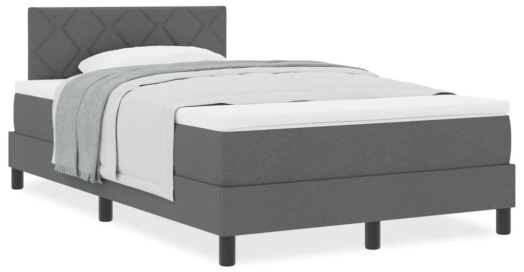 Cama Box Spring com Colchão Cinza Escuro 120x200 cm Tecido