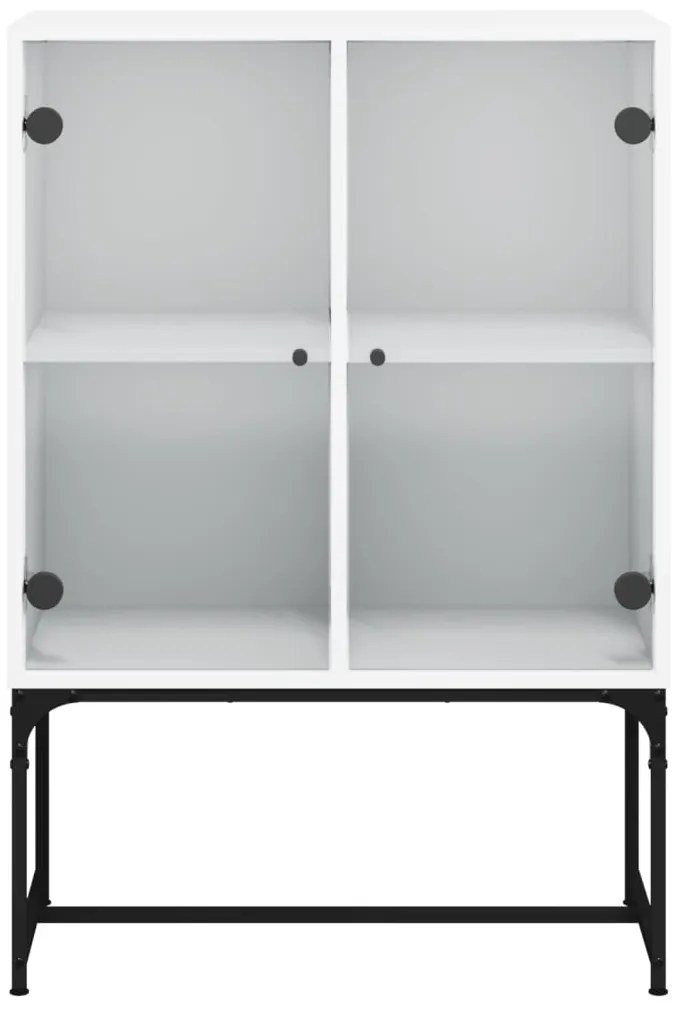 Armário de apoio c/ portas de vidro 69x37x100 cm branco
