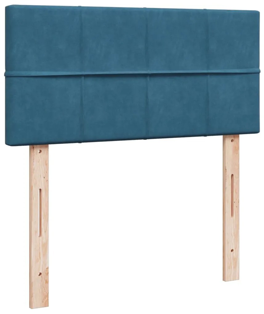 Cama com molas/colchão 90x200 cm veludo azul-escuro