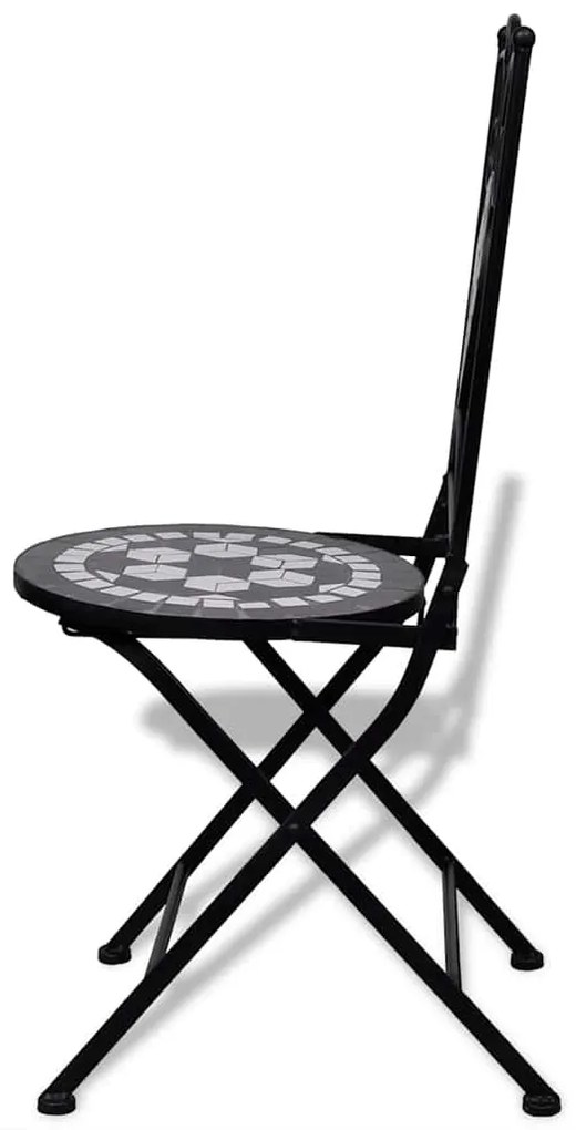 Cadeiras de bistrô dobráveis 2 pcs cerâmica preto e branco