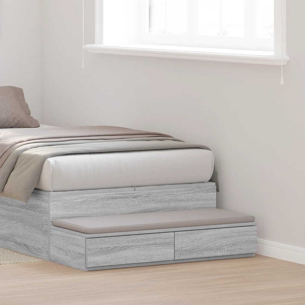 Gavetas de Cama vidaXL Cinza Sonoma 80x36,5x16,5 cm Madeira Engenharia