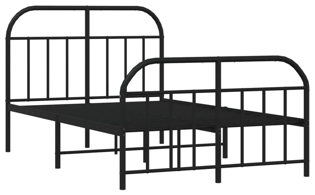 Estrutura de cama com cabeceira e pés 120x190 cm metal preto