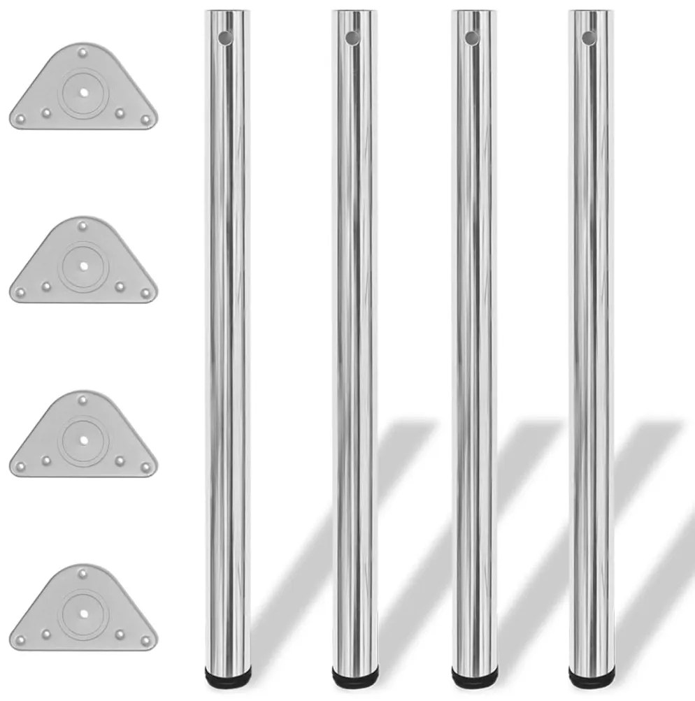 4 pernas de mesa, altura ajustável, cromo 870 mm