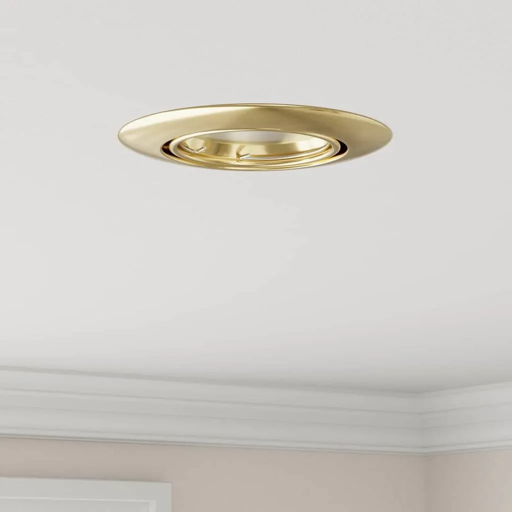 vidaXL Luminárias Embutidas 6 pcs Redondas GU10 Douradas Ø90 mm Aço