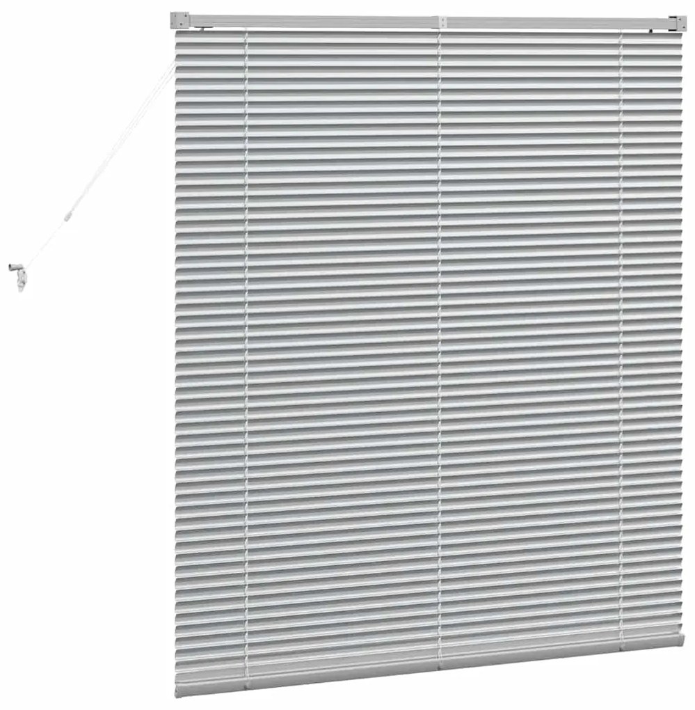 Persiana de Janela com cortinas Manual Prata 80 x 130 cm Alumínio