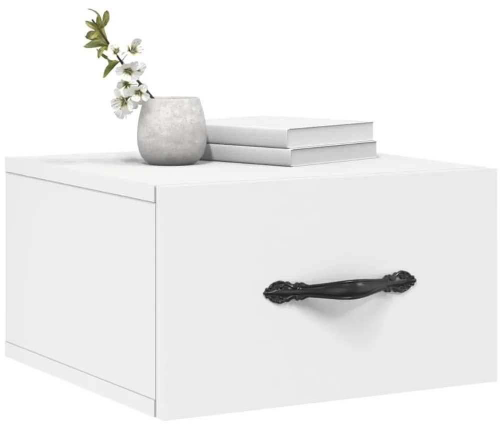 Mesas de cabeceira montagem na parede 2 pcs 35x35x20 cm branco