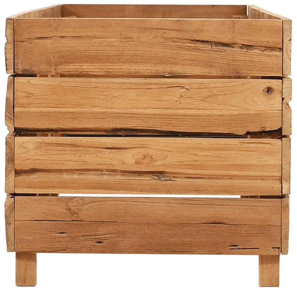 Vaso/floreira 150x40x38 cm madeira de teca reciclada e aço