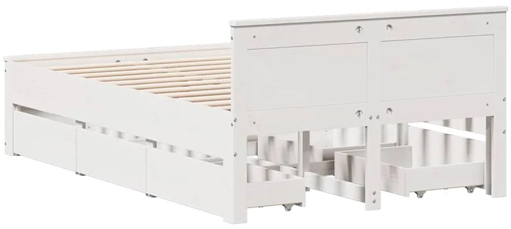 Cama sem colchão com cabeceira 135x190 cm pinho maciço branco