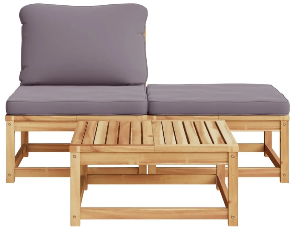 3 pcs conjunto lounge de jardim c/ almofadões acácia maciça
