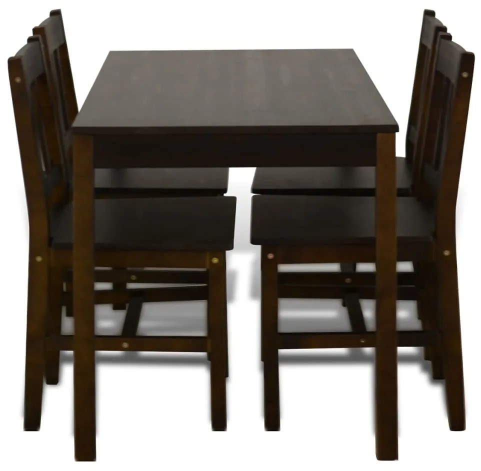 Conjunto Mesa com 4 Cadeiras / Madeira - Marrom