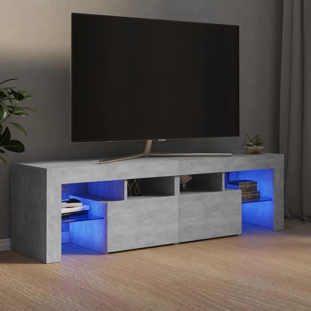 Móvel de TV Luna com luzes LED de 140cm - Cinzento Cimento - Design Mo