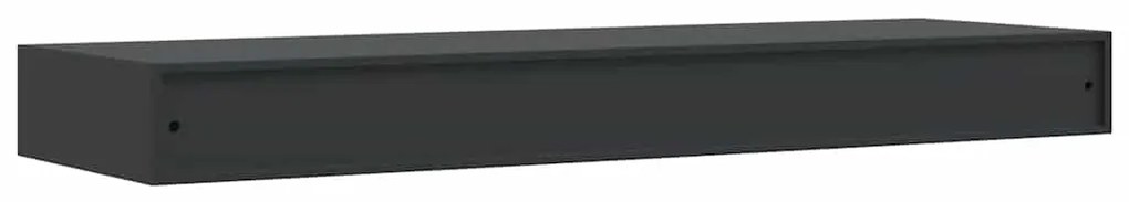 Prateleira de parede suspensa com gaveta 80x25x8 cm preto