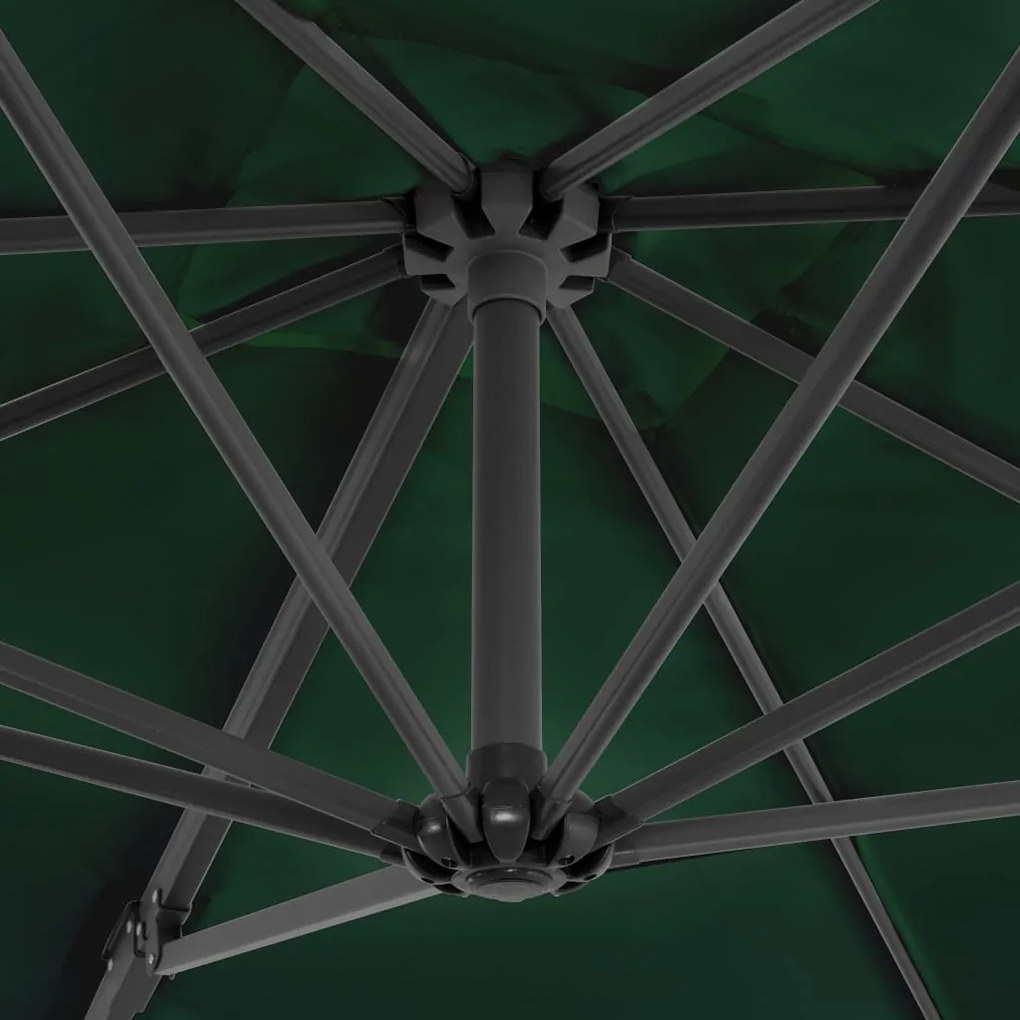 Guarda-sol cantilever com poste alumínio 250x250 cm verde