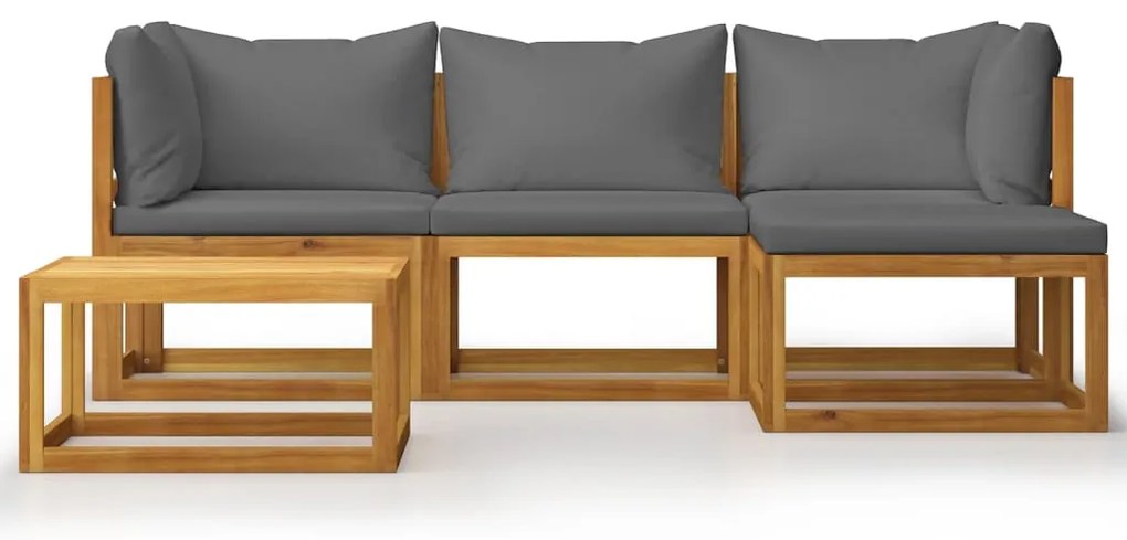 5 pcs conj. lounge jardim c/ almofadões madeira acácia maciça