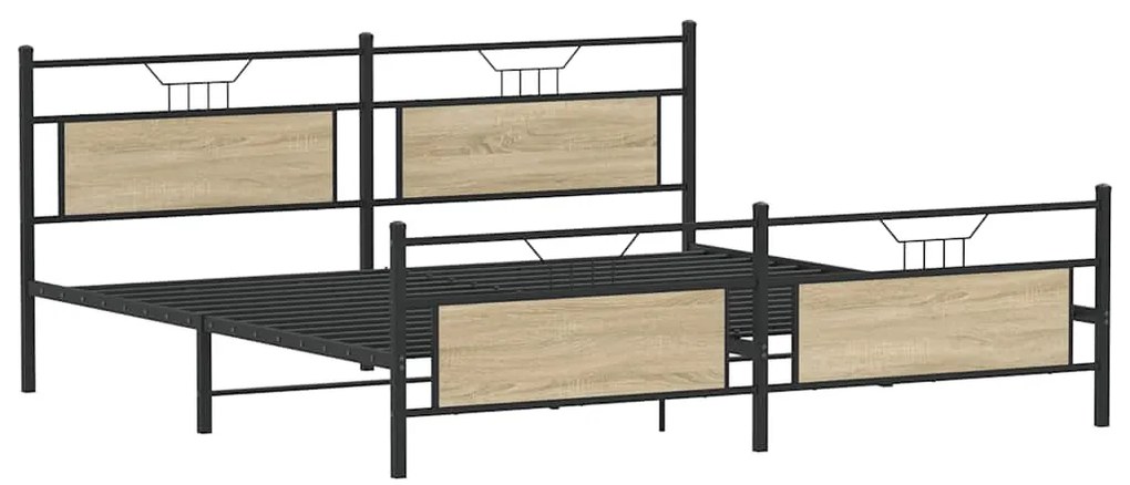 Estrutura de cama sem colchão 200x200cm metal carvalho sonoma