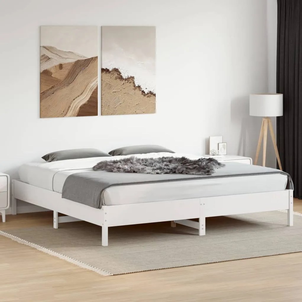 Cama sem colchão 180x200 cm madeira de pinho maciça branco