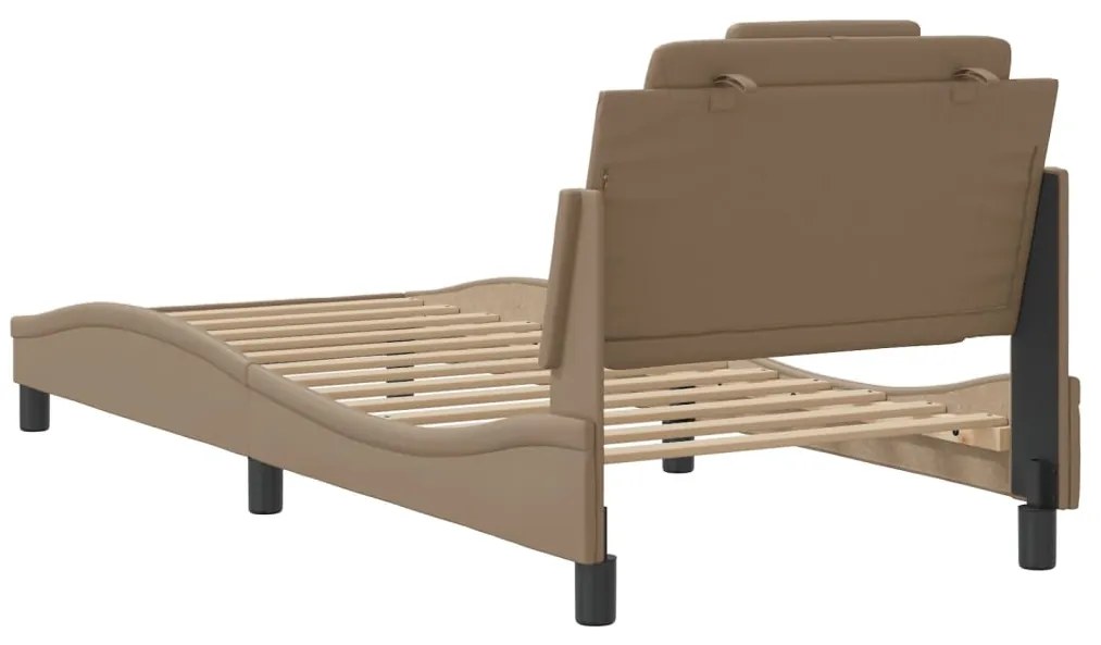 Estrutura cama cabeceira 90x200 cm couro artificial cappuccino